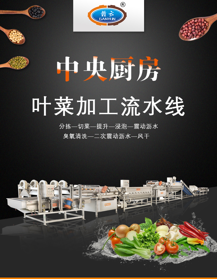 中央廚房葉菜加工流水線主圖 中央廚房葉菜加工流水線主圖
